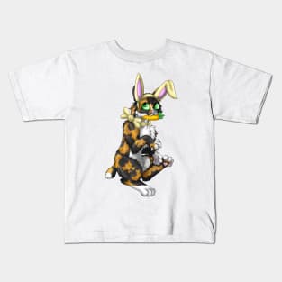 Bobtail BunnyCat: Tortoiseshell (Yellow) Kids T-Shirt